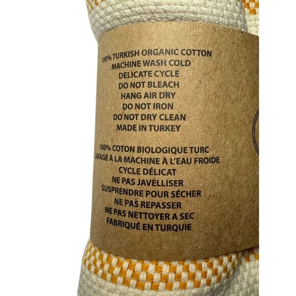 SAND CLOUD Yellow STRIPE BEACH TOWEL TURKISH Scallops ORGANIC COTTON 37"x67" - Picture 6 of 9